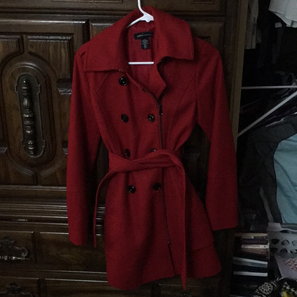 Moda international pea coat size xs red gorgeous!!
